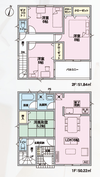 山形市松波　第４　４号棟 間取り図・配置図 1